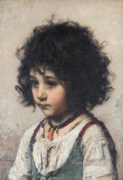 アレクセイ・ハルラモフ Painting - 若い女の子の少女の肖像画 アレクセイ・ハラモフ